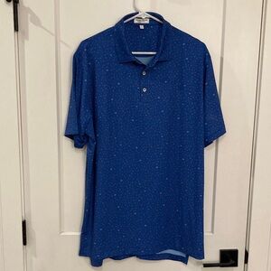 Men's Large Peter Millar Golf  Polo Shirt with Subtle with Bubbles And Fish